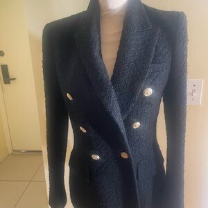 New Black Textured Blazer with Gold Buttons.medium